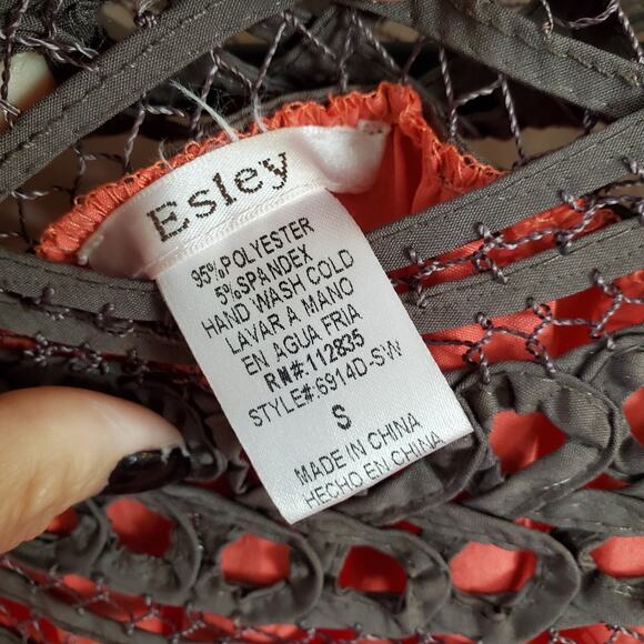 Esley Womens Tunic Top Size S Orange 1/2 Sleeve Pullover Tie Belt Lightweight - Picture 8 of 10